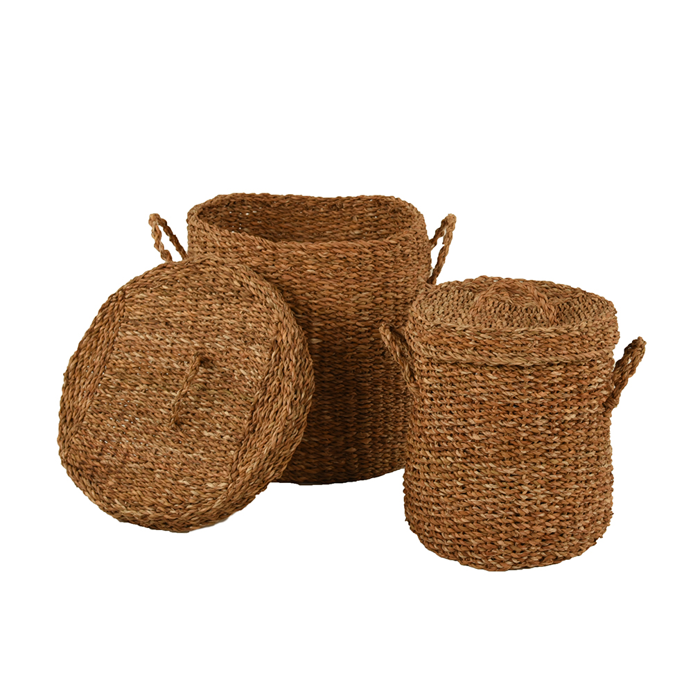 SEAGRASS ΚΑΛΑΘΙ ΜΕ ΚΑΠΑΚΙ SET 2ΤΜΧ 44x44x45 SEAGRASS ΦΥΣΙΚΟ
