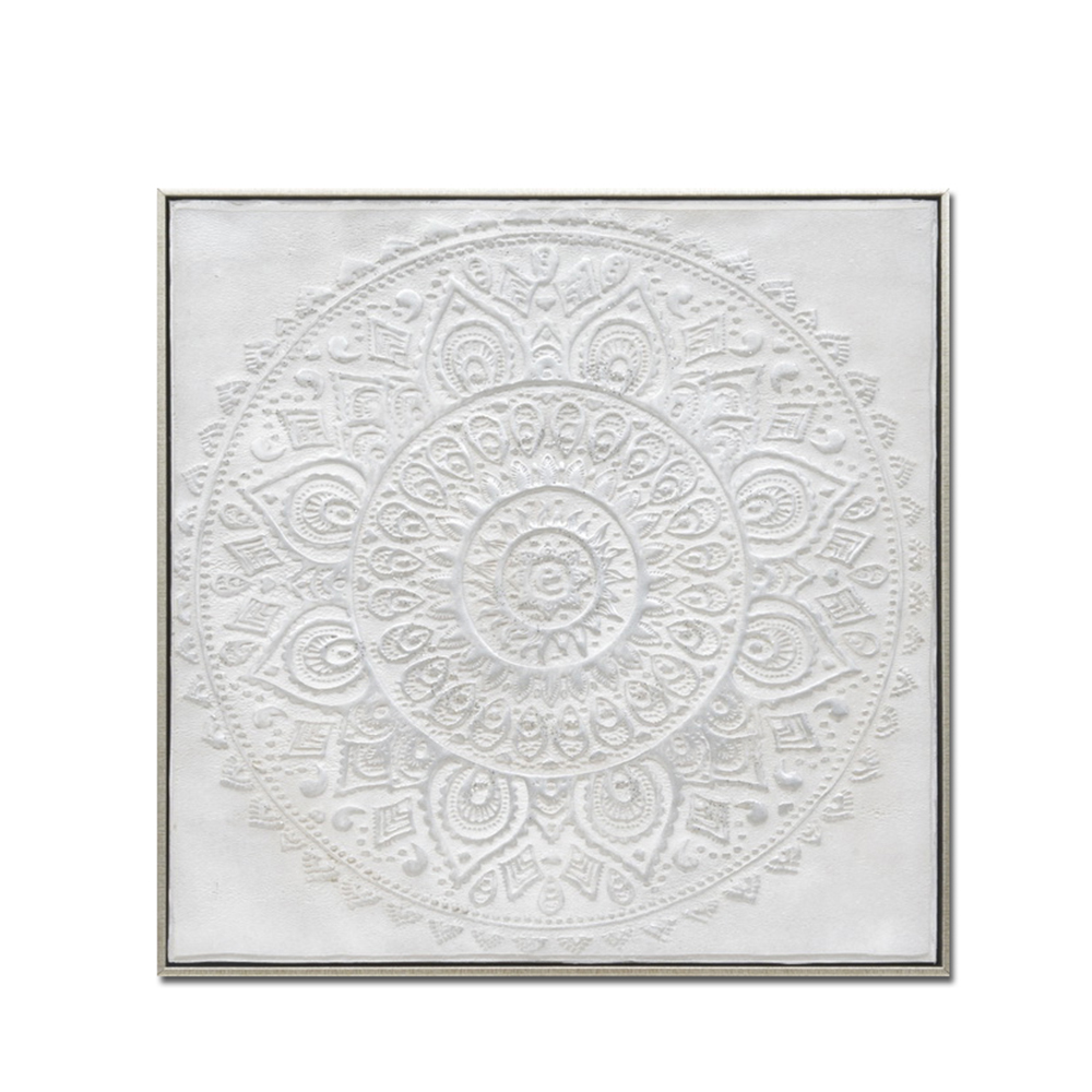 SAVOIR PAINTING DECORATIVE 62x62x5 CANVAS WHITE GOLD WOOD