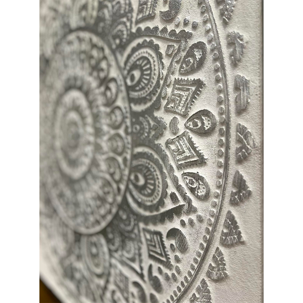SAVOIR PAINTING DECORATIVE 62x62x5 CANVAS WHITE GOLD WOOD