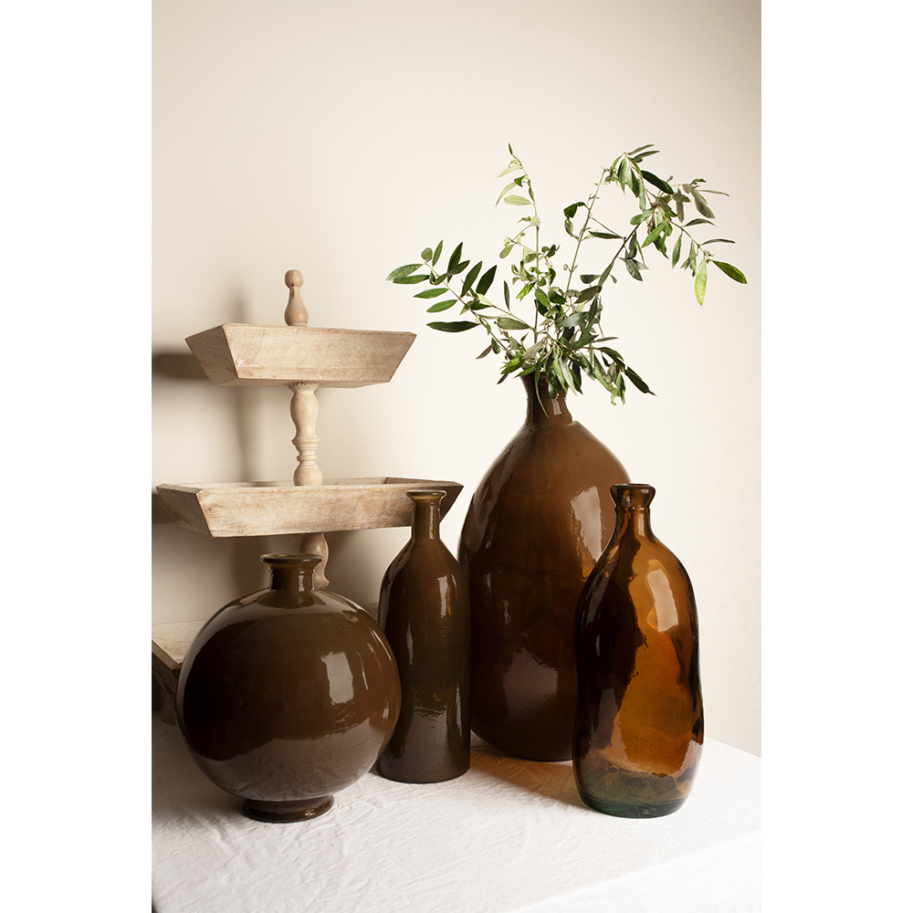 CRUSHED CARAMEL ΜΠΟΥΚΑΛΑ 12x12x35 ΑΝΑΚΥΚΛΩΜΕΝΟ ΓΥΑΛΙ CARAMEL