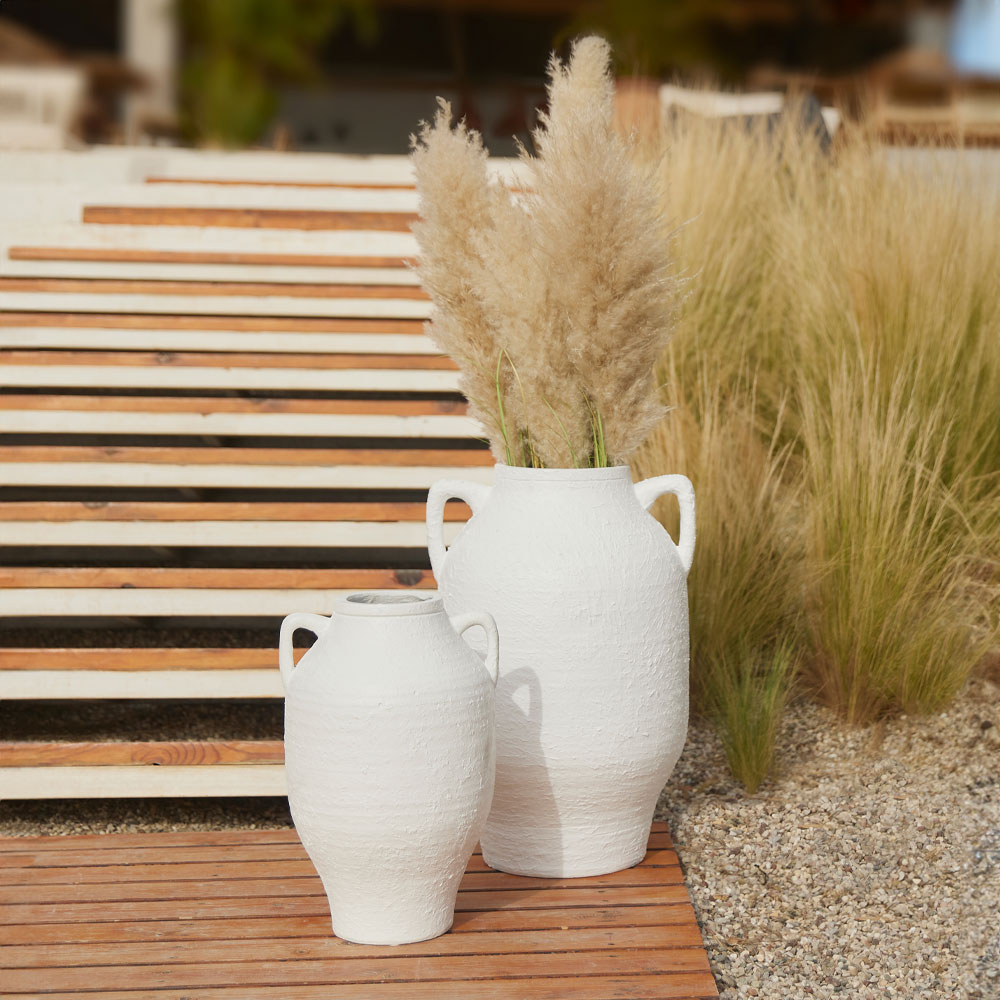 SANTORINI ΓΛΑΣΤΡΑ 39x39x60 FIBER GLASS ΛΕΥΚΟ