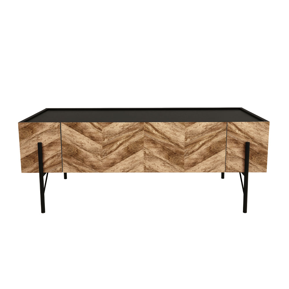 PARKE COFFEE TABLE ΜΑΥΡΟ ΦΥΣΙΚΟ ΜΕ PATTERN ΜΑΥΡΟ 120x63x45cm