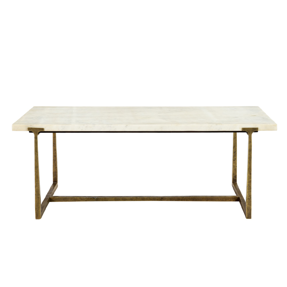 BAKARI COFFEE TABLE ΛΕΥΚΟ BRASS ANTIQUE 122x61x44.5