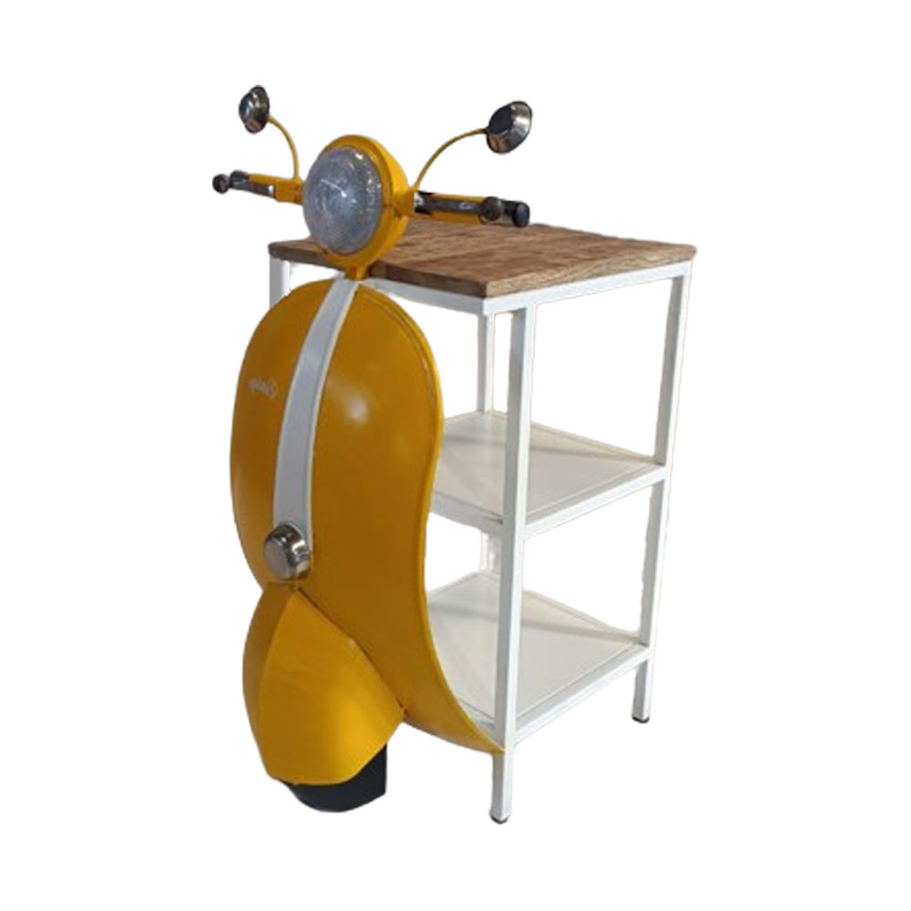 MINI VESPA SIDE TABLE ΜΕ ΡΑΦΙΑ ΚΙΤΡΙΝΟ ΛΕΥΚΟ ΦΥΣΙΚΟ 61x45x88