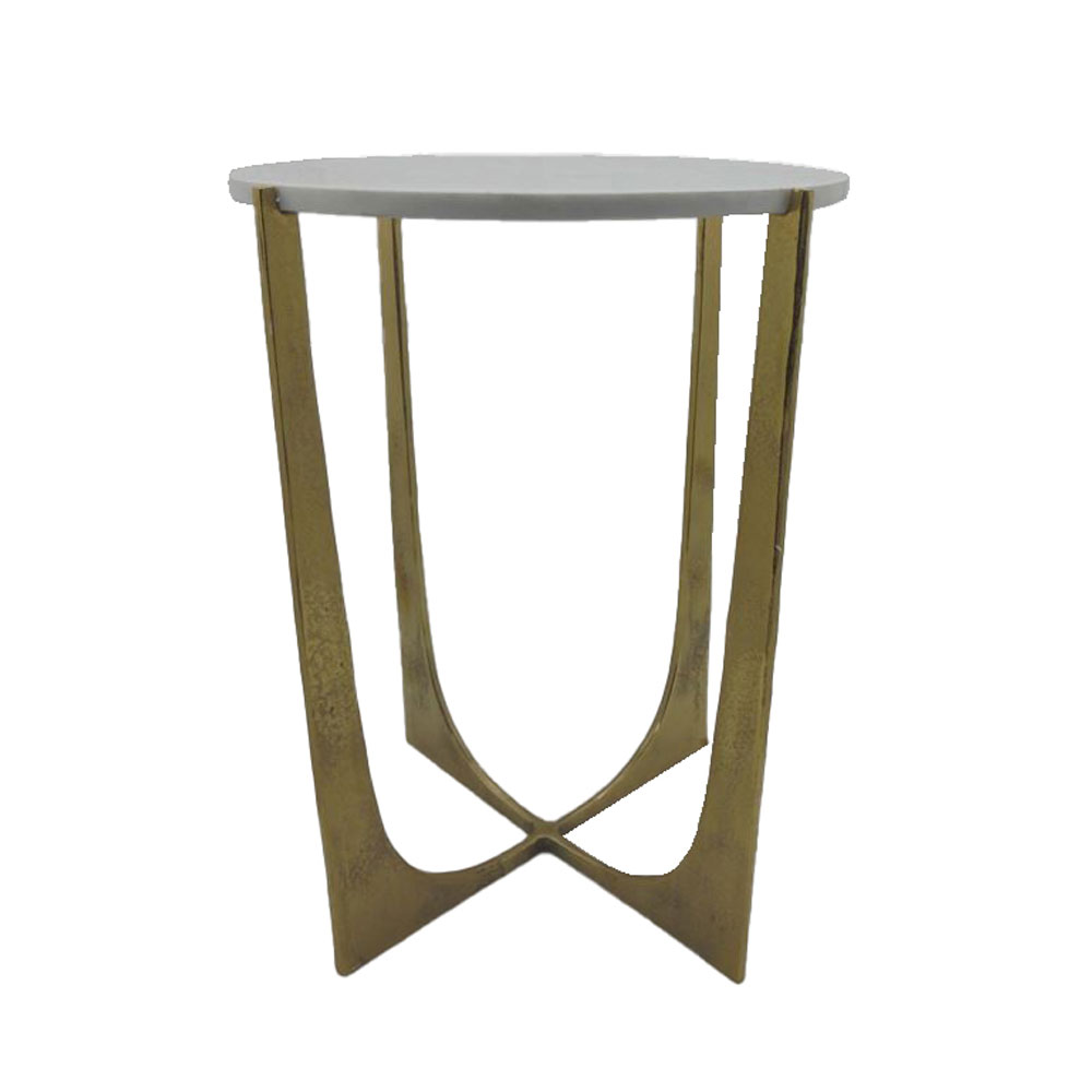 DION SIDE TABLE ΧΡΥΣΟ ΛΕΥΚΟ 43.25×43.25×67.25