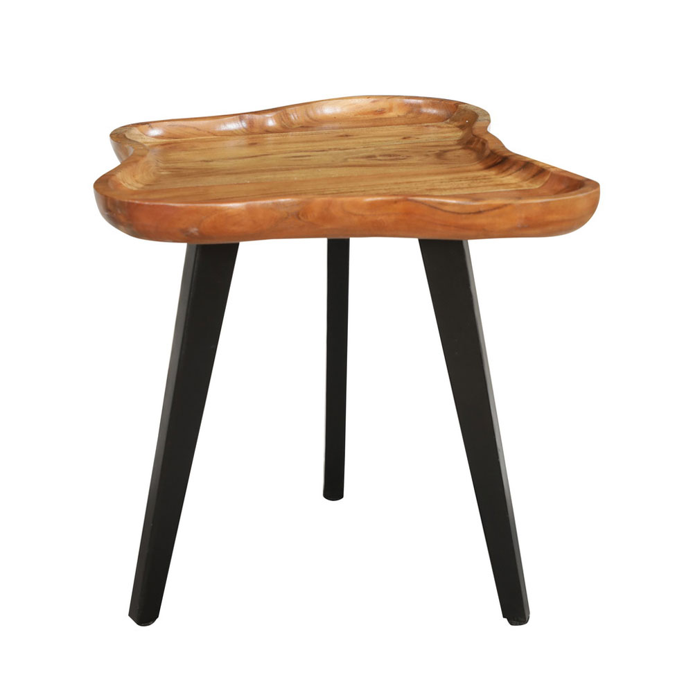 FLOW SIDE TABLE ΦΥΣΙΚΟ ΜΑΥΡΟ 60x56x51cm