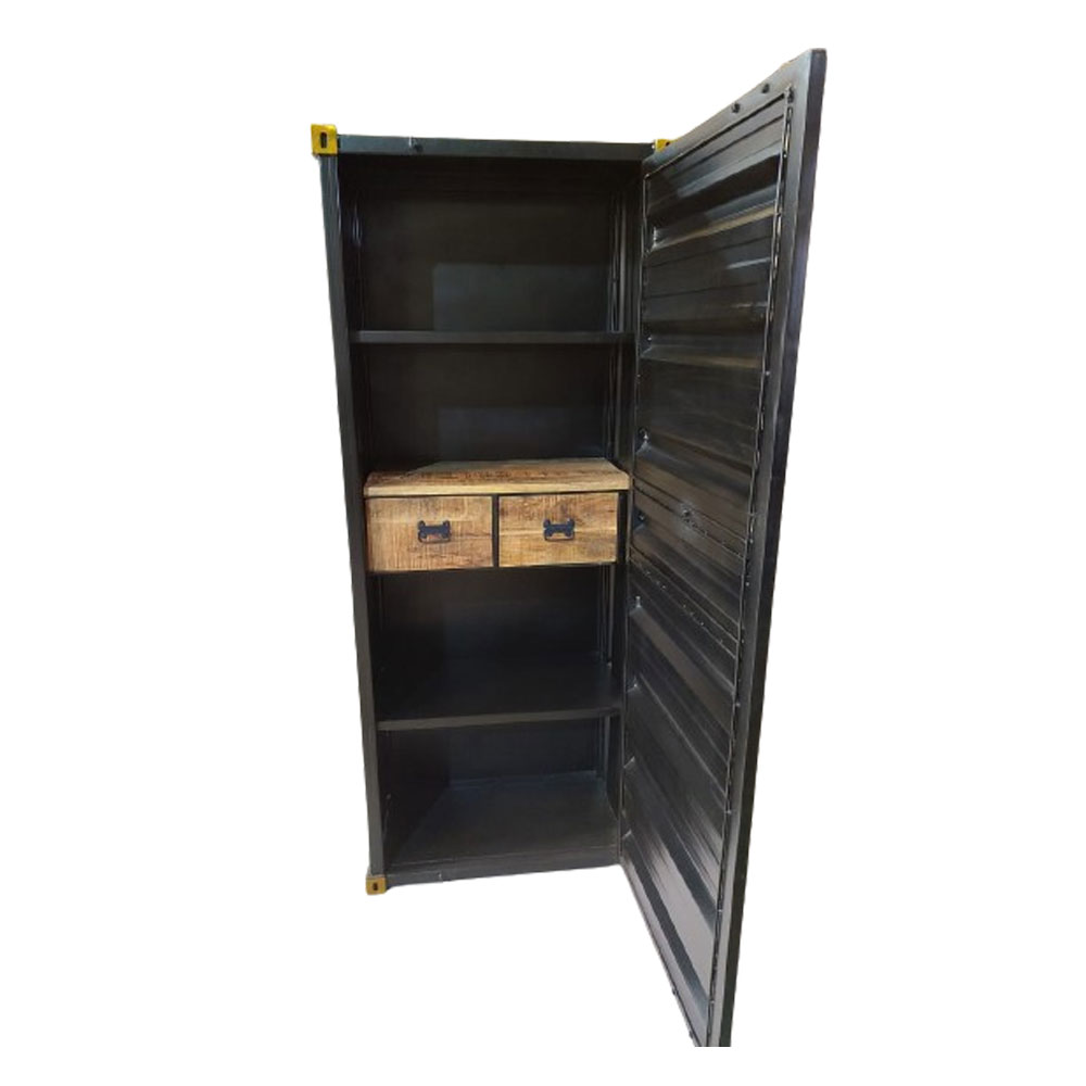 CONTAINER ΒΙΒΛΙΟΘΗΚΗ ΨΗΛΗ ΜΑΥΡΟ ΧΡΥΣΟ RUSTY 61x40x177cm