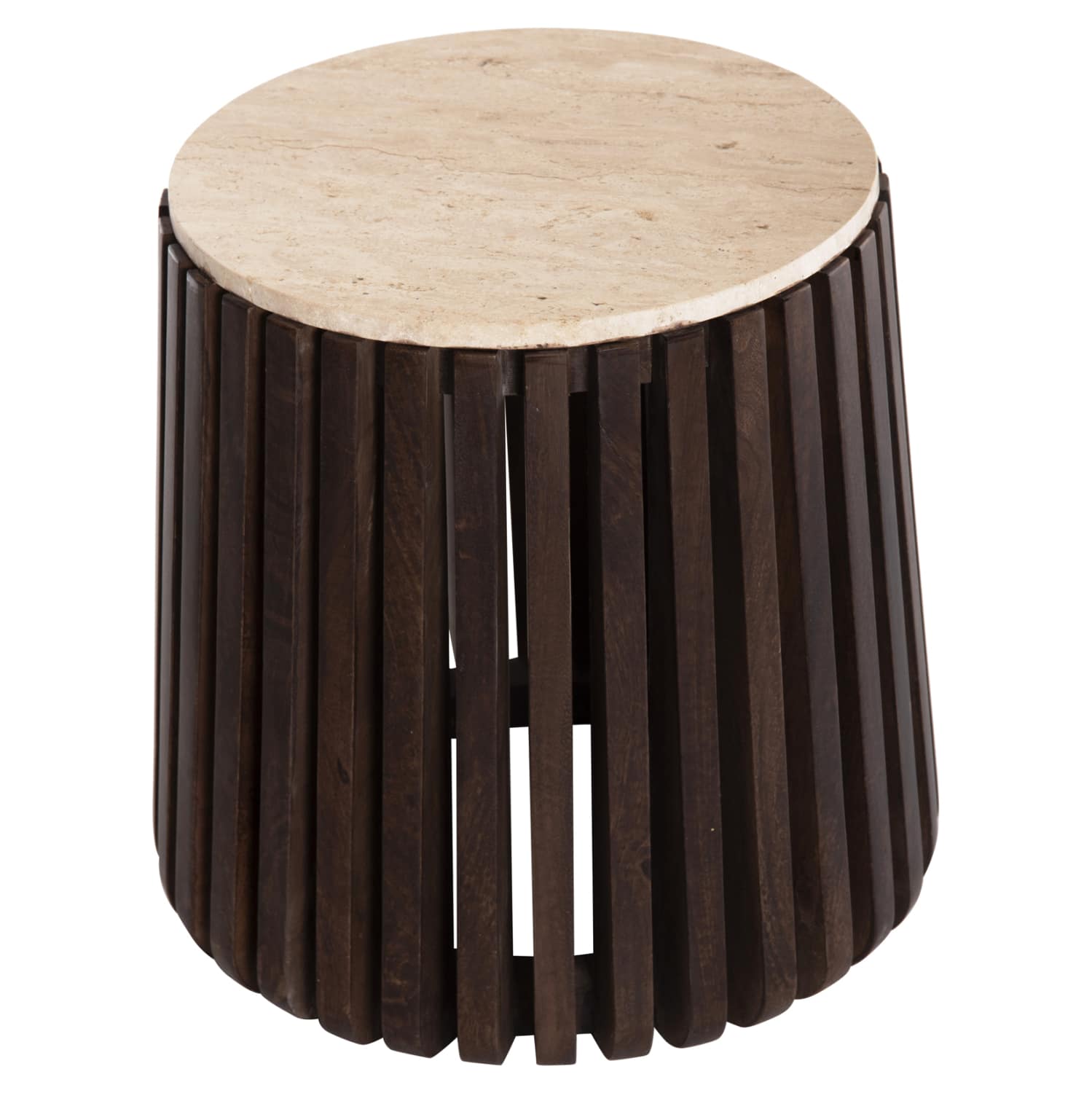 ΒΟΗΘΗΤΙΚΟ ΤΡΑΠΕΖΙ KREST HM9711 ΜΑΣΙΦ ΞΥΛΟ ΑΚΑΚΙΑΣ ΣΕ ΚΑΦΕ-ΤΡΑΒΕΡΤΙΝA Φ50×50Υεκ.