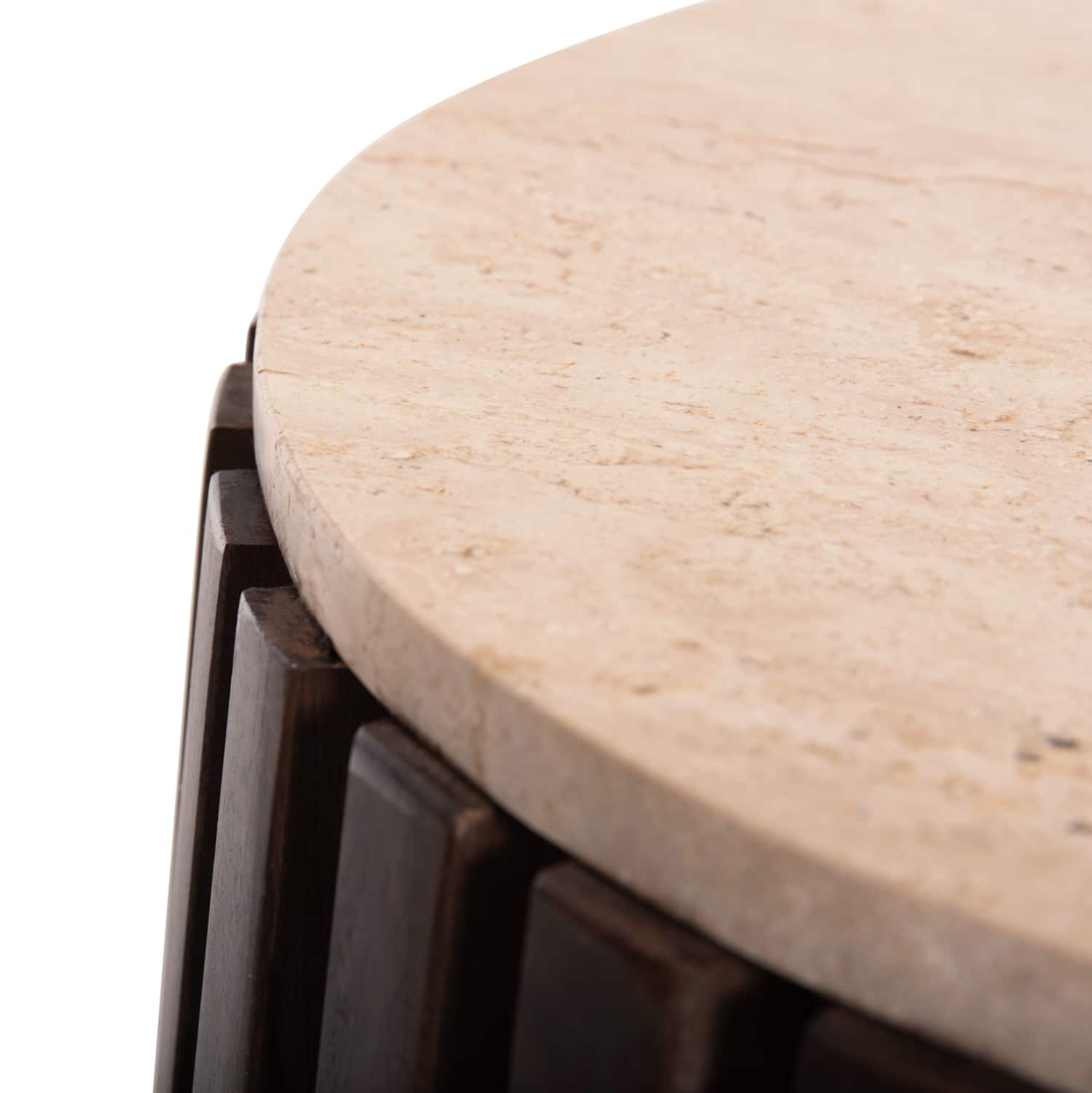 ΒΟΗΘΗΤΙΚΟ ΤΡΑΠΕΖΙ KREST HM9711 ΜΑΣΙΦ ΞΥΛΟ ΑΚΑΚΙΑΣ ΣΕ ΚΑΦΕ-ΤΡΑΒΕΡΤΙΝA Φ50×50Υεκ.
