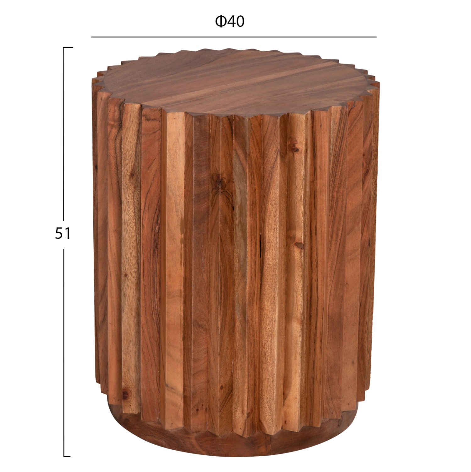 ΒΟΗΘΗΤΙΚΟ ΤΡΑΠΕΖΙ ΣΤΡΟΓΓΥΛΟ SEDGE HM9696 ΜΑΣΙΦ ΑΚΑΚΙΑ-ΦΥΣΙΚΟ ΧΡΩΜΑ Φ40×50Υεκ.