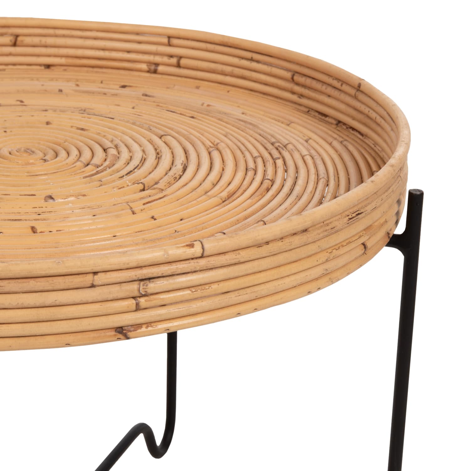 ΤΡΑΠΕΖΑΚΙ ΒΟΗΘΗΤΙΚΟ FLY HM7907 RATTAN ΦΥΣΙΚΟ ΧΡΩΜΑ-ΜΕΤΑΛΛΙΚΗ ΒΑΣΗ ΜΑΥΡΗ Φ50×40Υεκ.