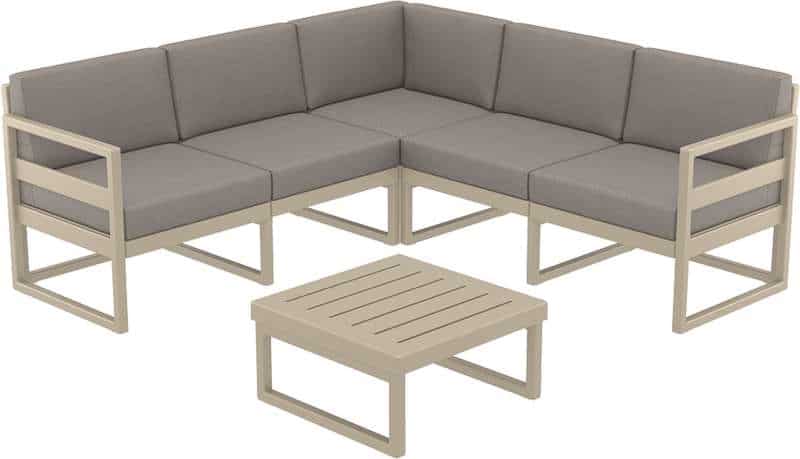MYKONOS ΓΩΝΙΑ SET TAUPE ΜΕ ΜΑΞΙΛΑΡΙΑ ΠΟΛ/ΝΙΟΥ (+ΤΡΑΠ.65εκ.)