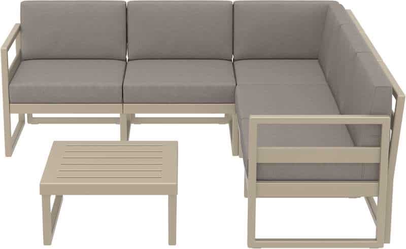 MYKONOS ΓΩΝΙΑ SET TAUPE ΜΕ ΜΑΞΙΛΑΡΙΑ ΠΟΛ/ΝΙΟΥ (+ΤΡΑΠ.65εκ.)