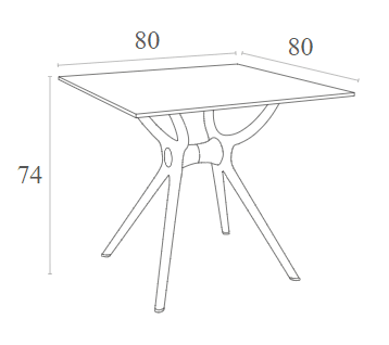 AIR ΤΡΑΠΕΖΙ 80Χ80Χ74εκ. WHITE LAMINATE 12mm