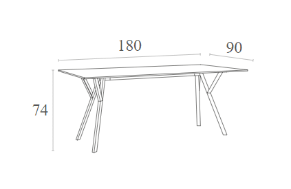 MAX ΤΡΑΠΕΖΙ 180X90Χ74εκ. BLACK LAMINATE 12mm