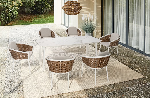 Musses Rattan/D7 Dining Set White
