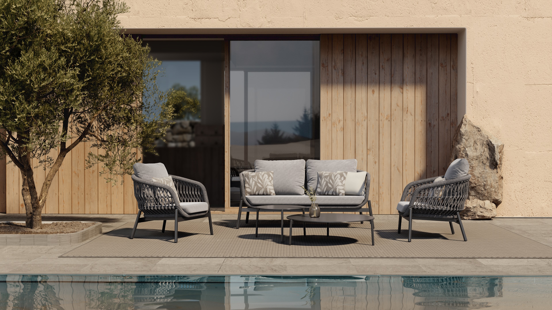 Bari-Anthracite Lounge Set
