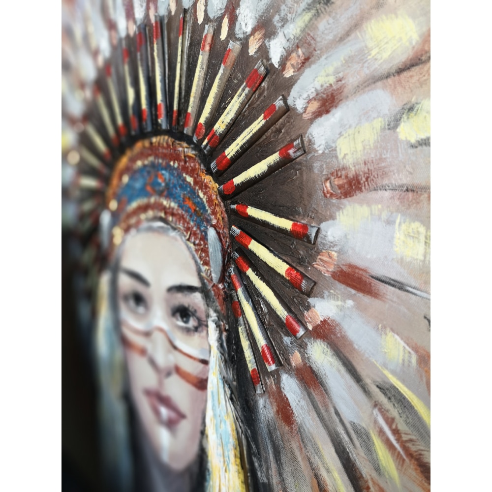 INDIAN GIRL ΠΙΝΑΚΑΣ ΔΙΑΚΟΣΜΗΣΗΣ 90x90x4 ΚΑΜΒΑΣ ΞΥΛΟ