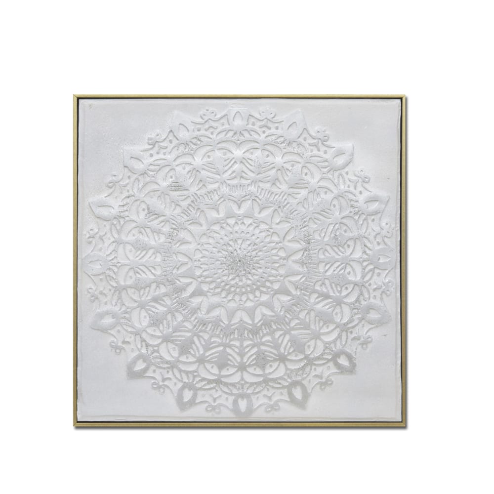MANDALA ΠΙΝΑΚΑΣ ΔΙΑΚΟΣΜΗΣΗΣ 62x62x5 ΚΑΜΒΑΣ ΛΕΥΚΟ ΧΡΥΣΟ ΞΥΛΟ