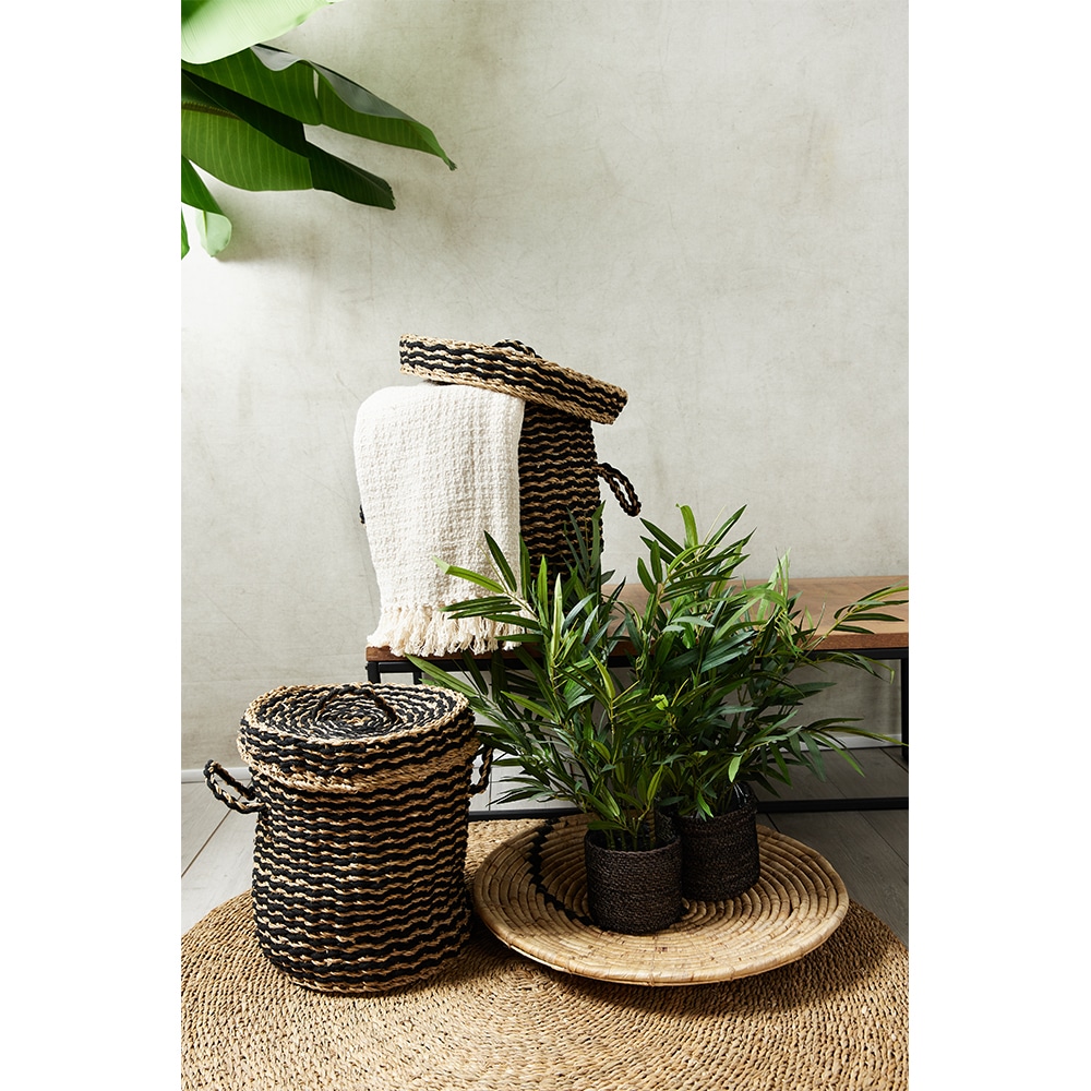 DAMAN ΚΑΛΑΘΙ ΜΕ ΚΑΠΑΚΙ SET 2ΤΜΧ 44x44x45 SEAGRASS ΦΥΣΙΚΟ ΜΑΥΡΟ