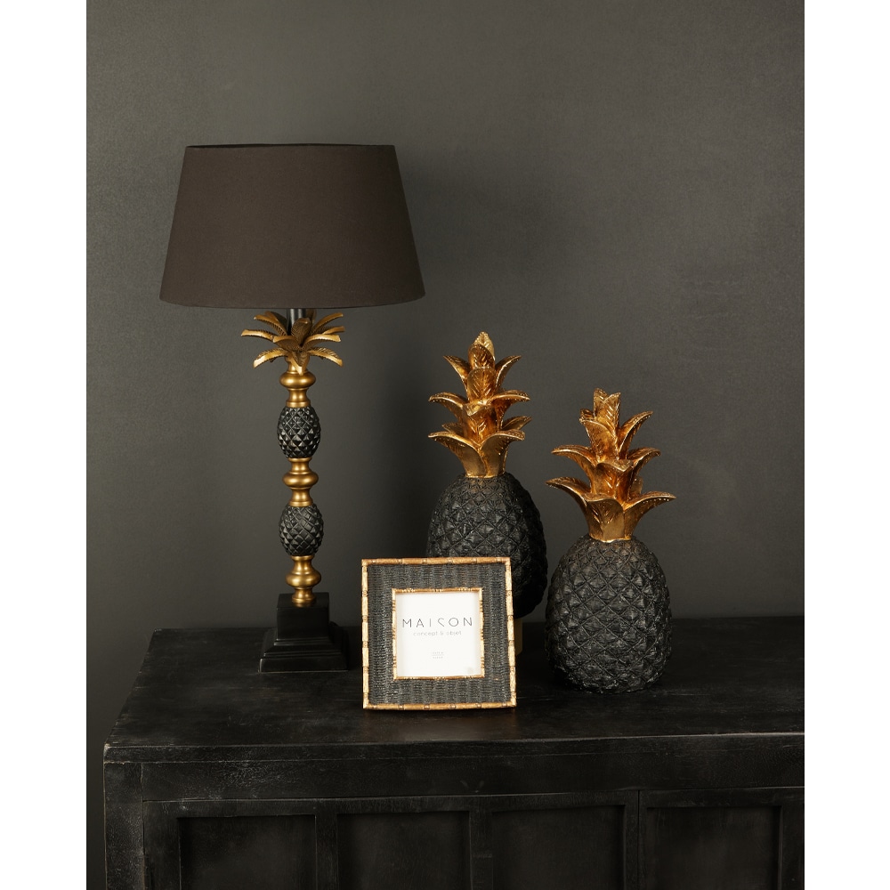 PINEAPPLE ΦΩΤΙΣΤΙΚΟ ΕΠΙΤΡΑΠΕΖΙΟ 30x30x57 ΑΛΟΥΜΙΝΙΟ ΧΡΥΣΟ ΑΝΤΙΚΕ ΜΑΥΡΟ ΥΦΑΣΜΑ