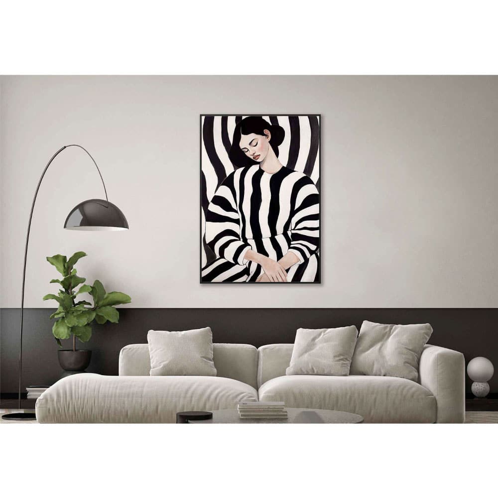 LE NOIR LADY ΠΙΝΑΚΑΣ ΔΙΑΚΟΣΜΗΣΗΣ 83x123x4 ΚΑΜΒΑΣ ΛΕΥΚΟ ΜΑΥΡΟ ΞΥΛΟ ΜΑΥΡΟ