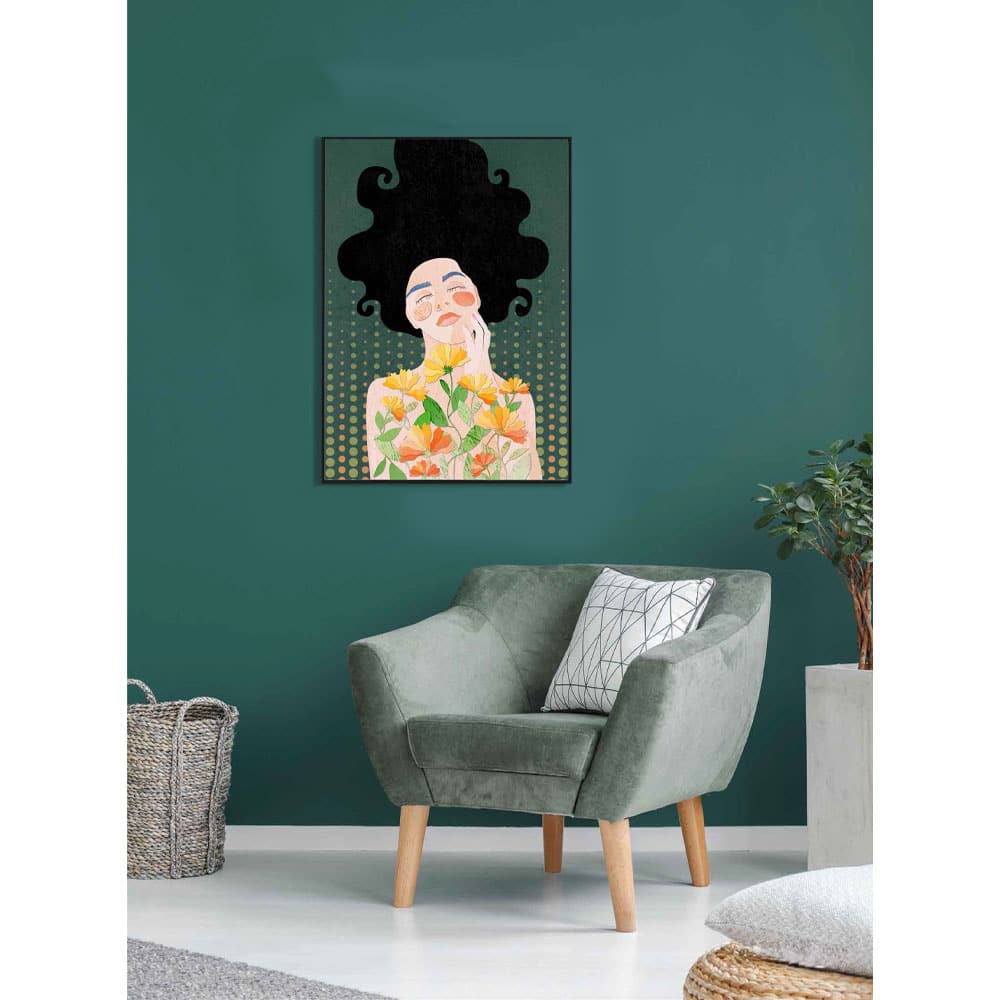 BOTANICAL LADY ΠΙΝΑΚΑΣ ΔΙΑΚΟΣΜΗΣΗΣ 50x70x3 ΚΑΜΒΑΣ ΠΟΛΥΧΡΩΜΟ ΞΥΛΟ ΜΑΥΡΟ