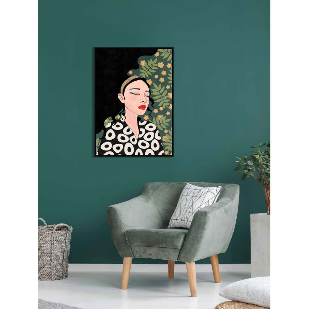 BOTANICAL LADY ΠΙΝΑΚΑΣ ΔΙΑΚΟΣΜΗΣΗΣ 50x70x3 ΚΑΜΒΑΣ ΠΟΛΥΧΡΩΜΟ ΞΥΛΟ ΜΑΥΡΟ