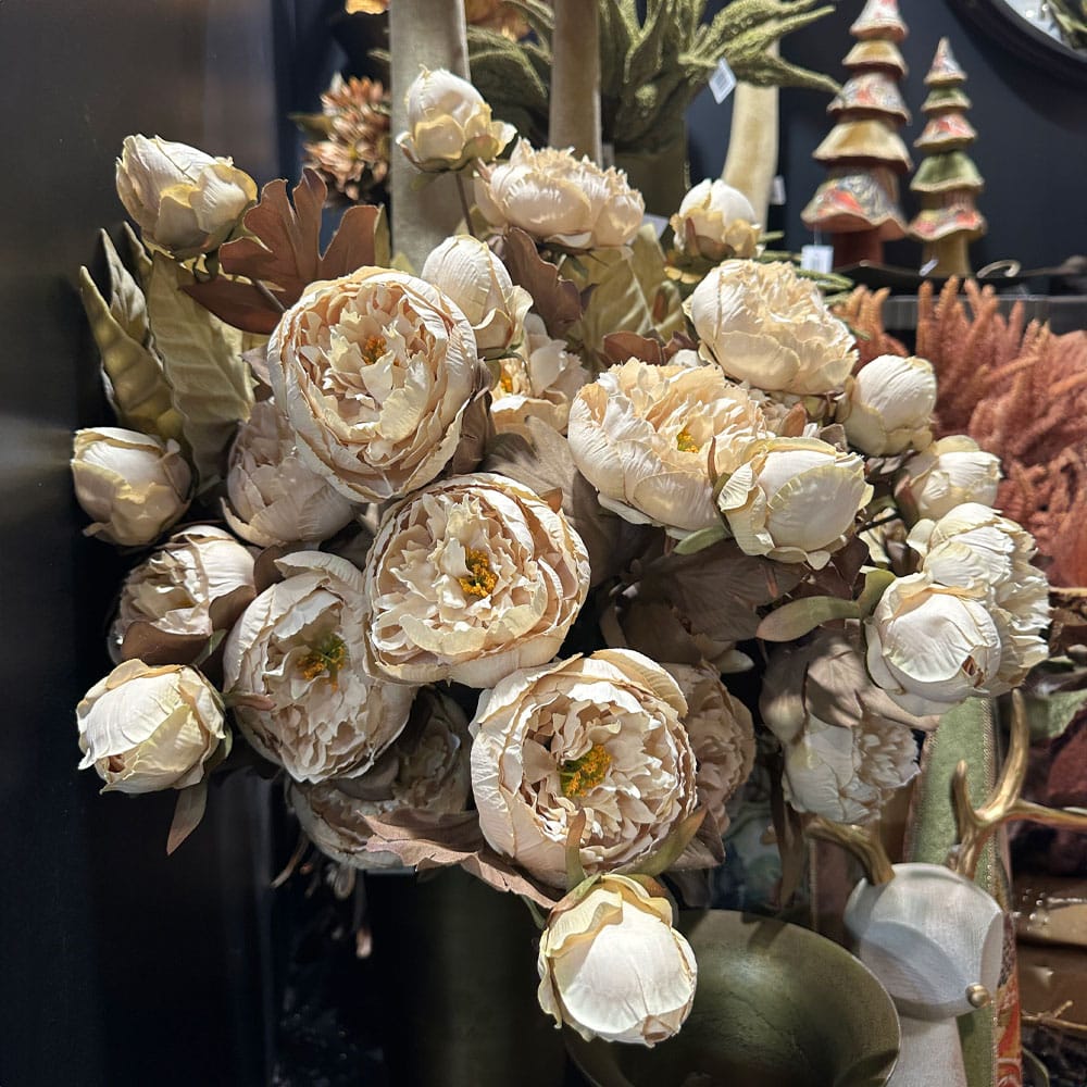 PEONY ΛΟΥΛΟΥΔΙ ΤΕΧΝΗΤΟ 65 ΥΦΑΣΜΑ ΜΠΕΖ ΠΡΑΣΙΝΟ PVC