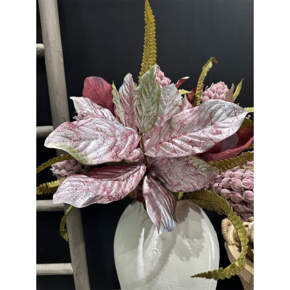 MAGNOLIA LEAVES ΚΛΑΔΙ ΤΕΧΝΗΤΟ 78 ΥΦΑΣΜΑ ΑΣΗΜΙ ΜΠΟΡΝΤΩ PVC