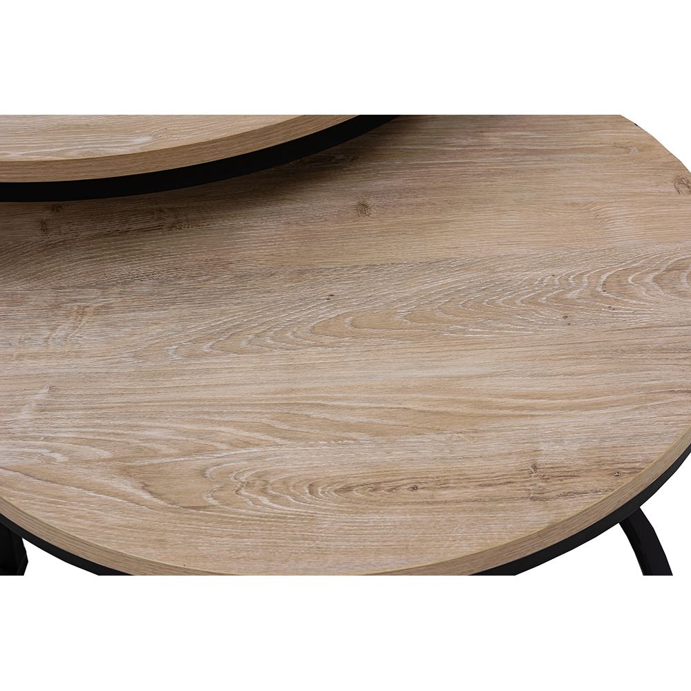 MINO COFFEE TABLE SET 2ΤΕΜ SONOMA DECAPE ΜΑΥΡΟ 74x74x47