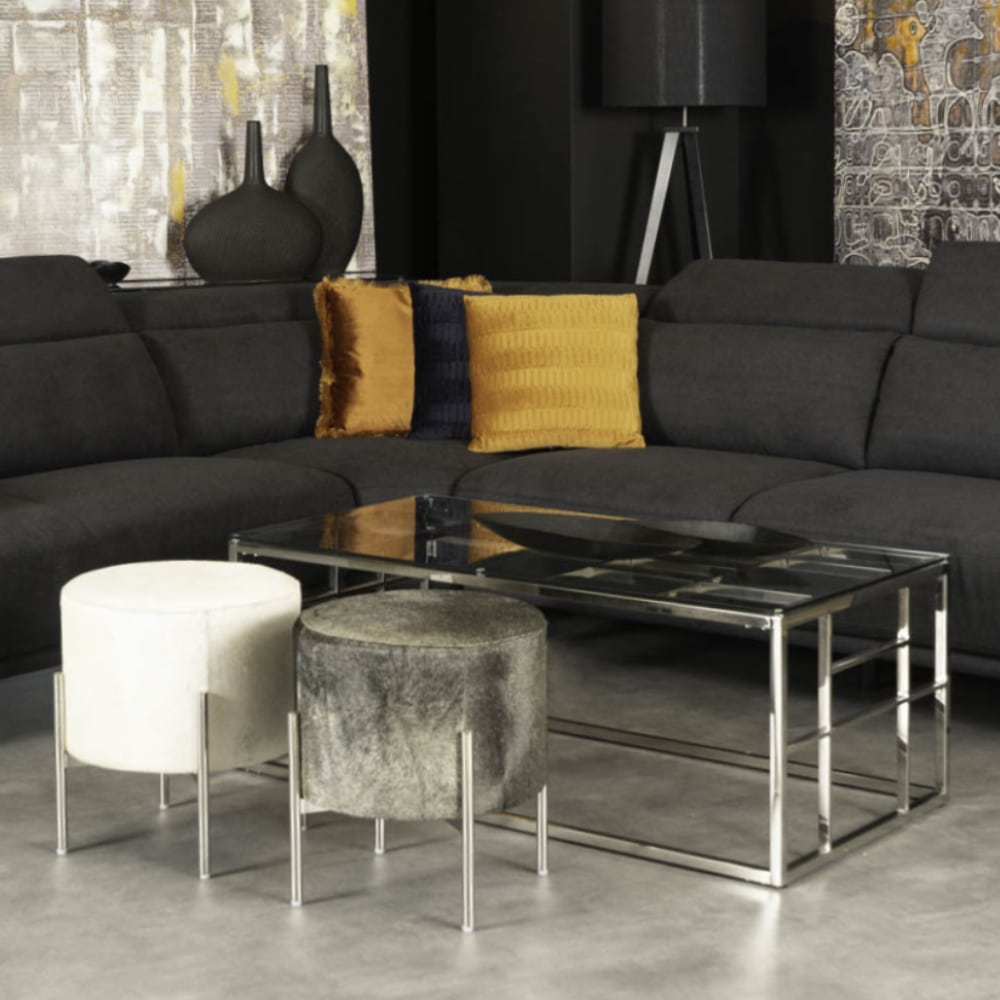BELLAGIO COFFEE TABLE ΑΣΗΜΙ ΔΙΑΦΑΝΟ 120x60x45