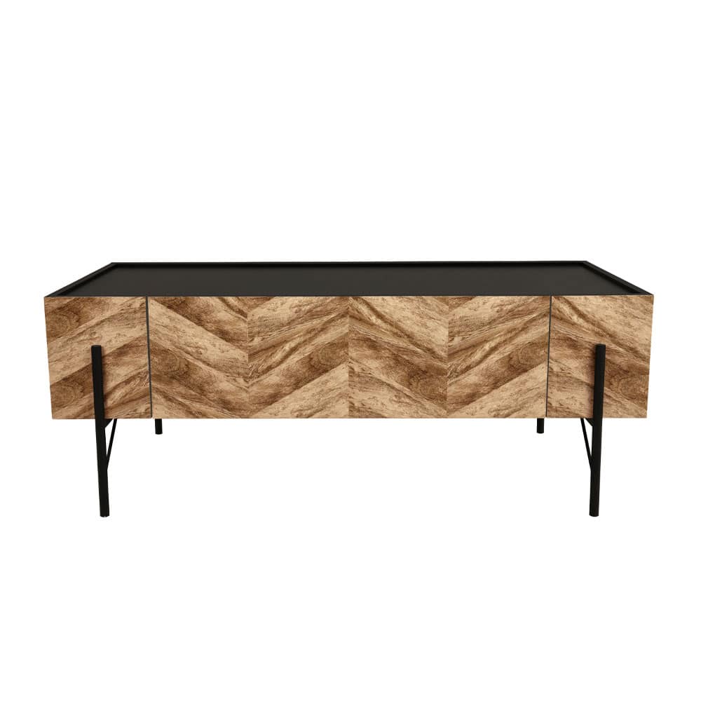 PARKE COFFEE TABLE ΜΑΥΡΟ ΦΥΣΙΚΟ ΜΕ PATTERN ΜΑΥΡΟ 120x63x45