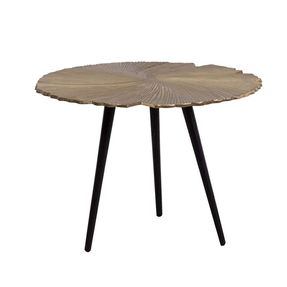 LEAF 50 SIDE TABLE ΧΡΥΣΟ ΜΑΤ ΜΑΥΡΟ 50x50x36