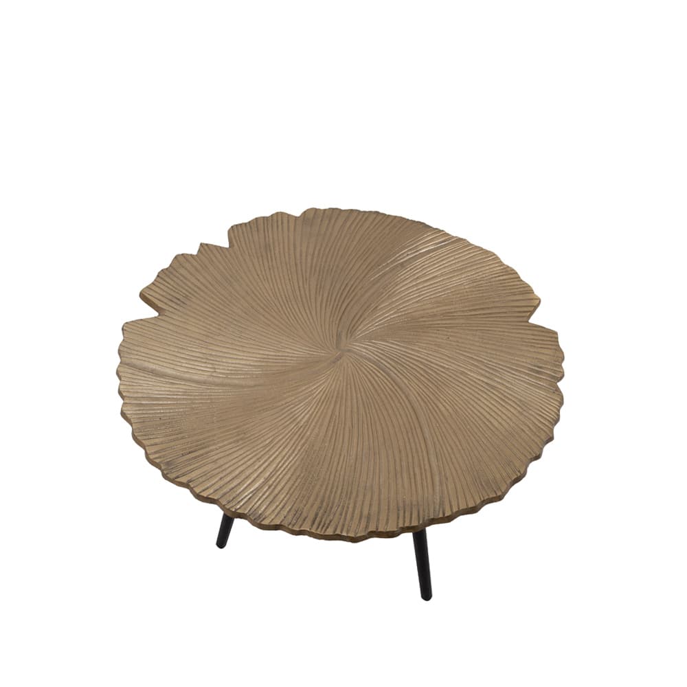 LEAF 50 SIDE TABLE ΧΡΥΣΟ ΜΑΤ ΜΑΥΡΟ 50x50x36