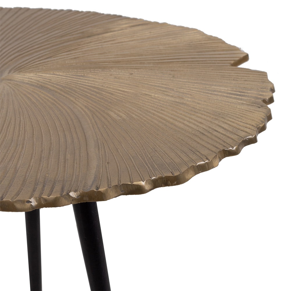 LEAF 50 SIDE TABLE ΧΡΥΣΟ ΜΑΤ ΜΑΥΡΟ 50x50x36