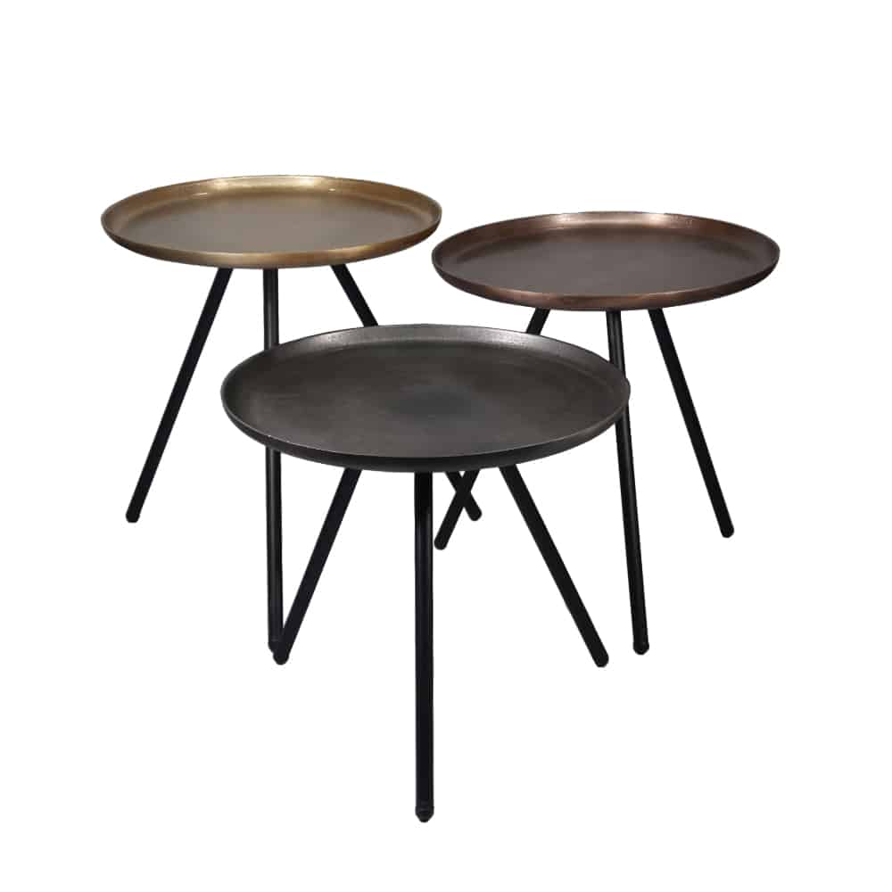 CALIPER 46 SIDE TABLE ΧΑΛΚΙΝΟ ΜΑΥΡΟ ΜΑΥΡΟ 45x45x46