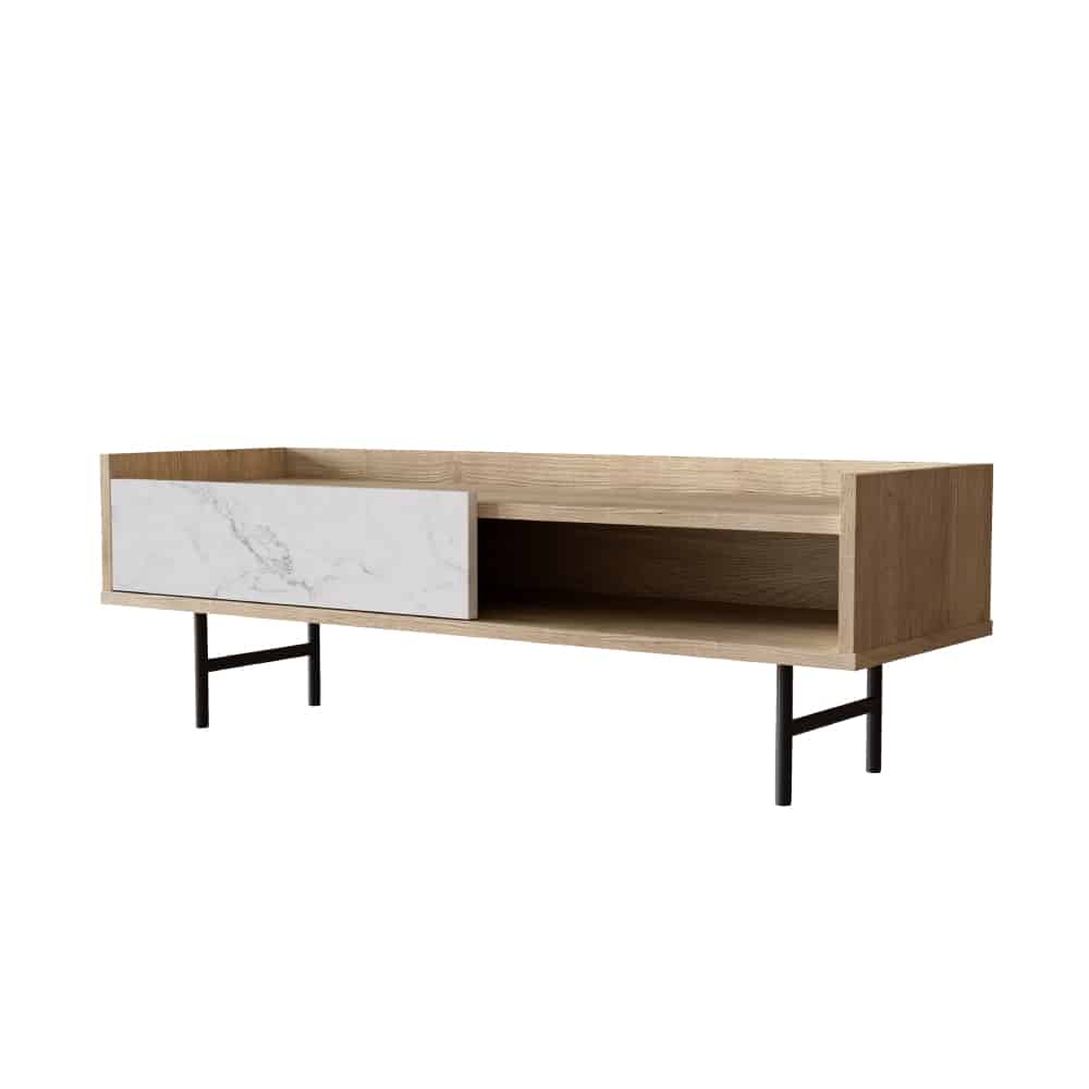 STOCKHOLM COFFEE TABLE SONOMA DECAPE ΛΕΥΚΟ ΜΕ ΟΨΗ ΜΑΡΜΑΡΟΥ ΜΑΥΡΟ 120x59x40