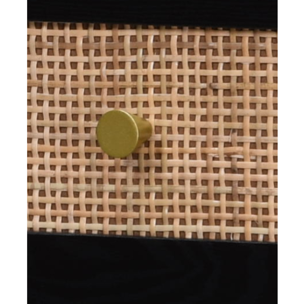 VIENNA COFFEE TABLE 1ΣΥΡΤΑΡΙ ΜΑΥΡΟ ΜΕ RATTAN ΧΡΥΣΟ 120x59x45