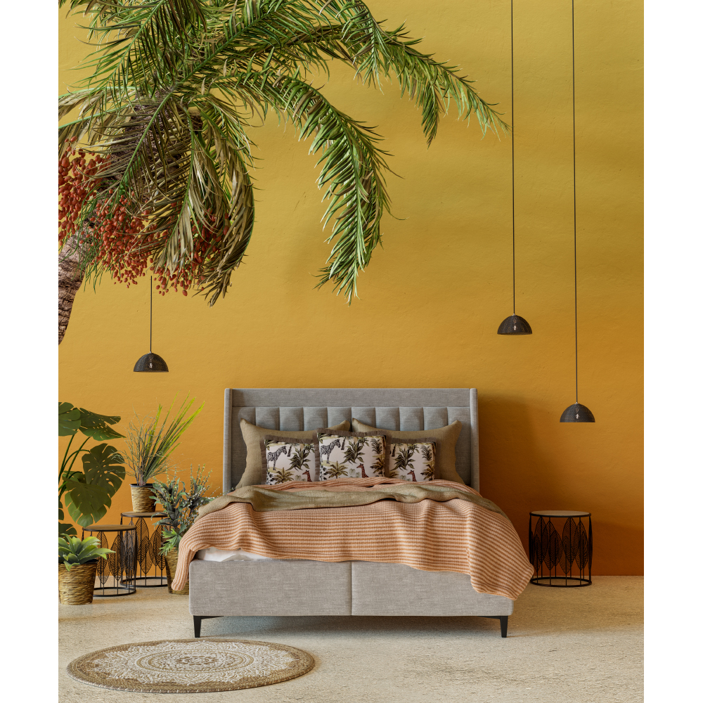 LEAF COFFEE TABLE SET 2ΤΕΜ ΜΑΥΡΟ ΦΥΣΙΚΟ 40x40x45