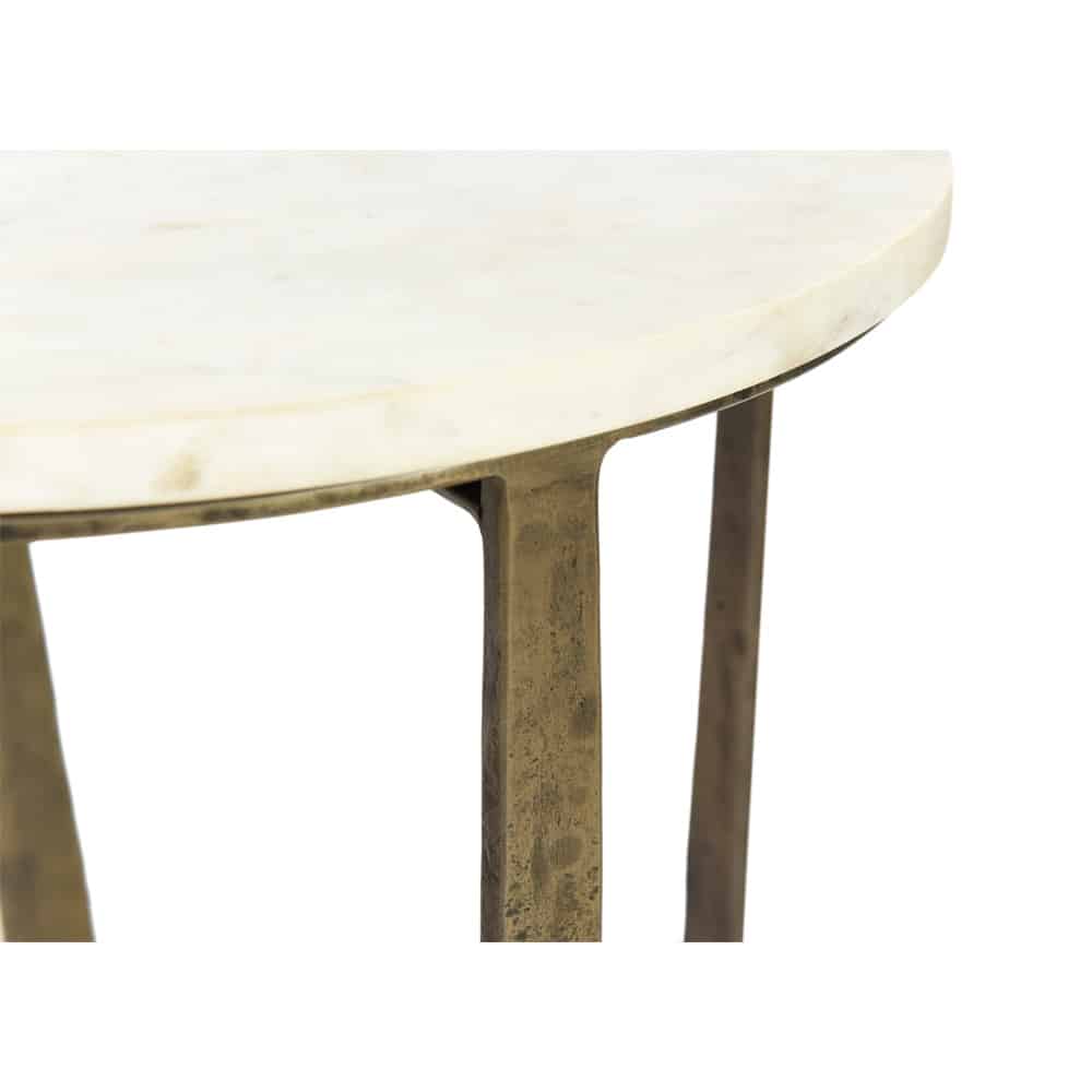 BLANCHE SIDE TABLE SET 2ΤΕΜ ΛΕΥΚΟ ΜΑΡΜΑΡΟ BRASS ANTIQUE 39x39x55