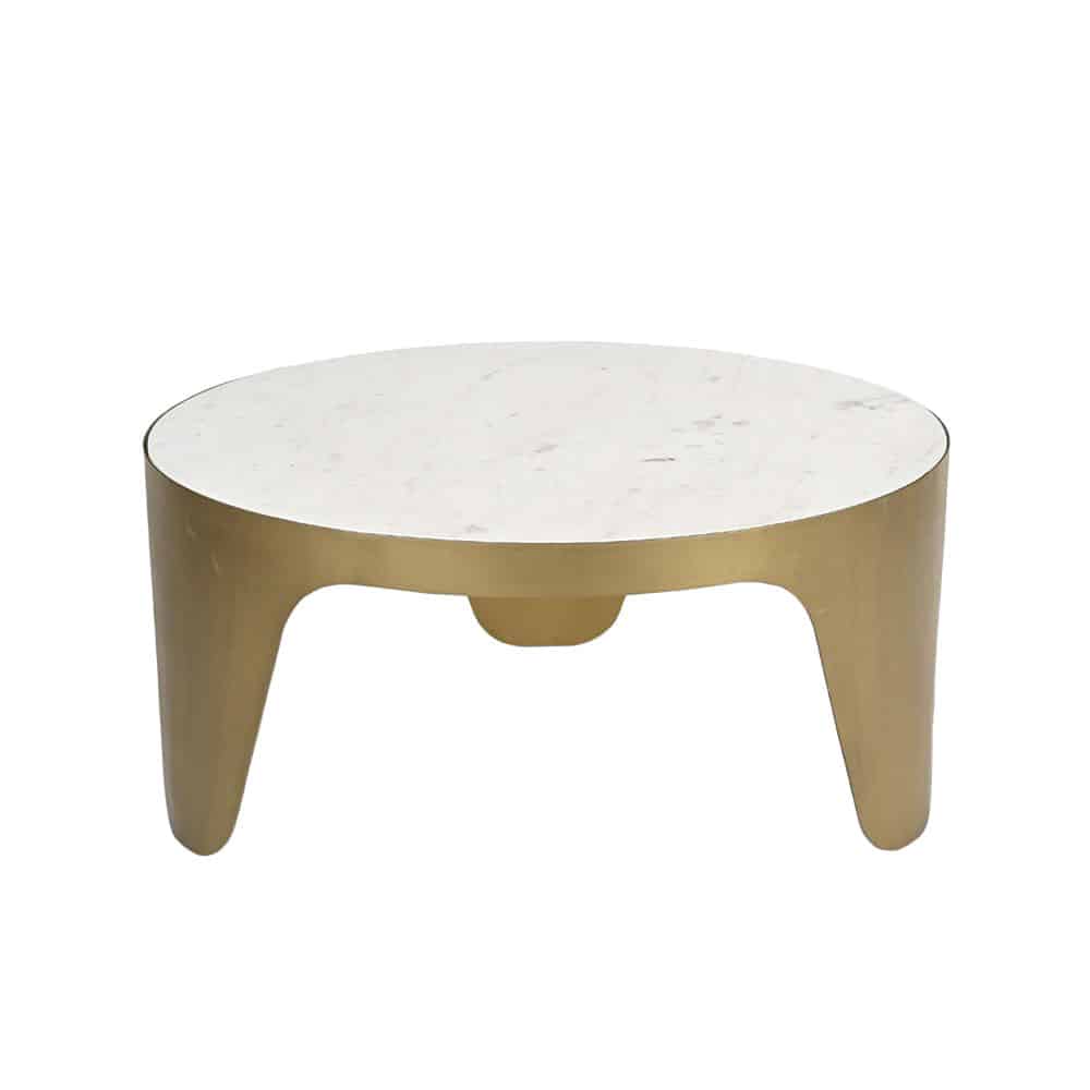 CENTRO COFFEE TABLE ΛΕΥΚΟ ΜΑΡΜΑΡΟ BRASS ANTIQUE 79x79x36