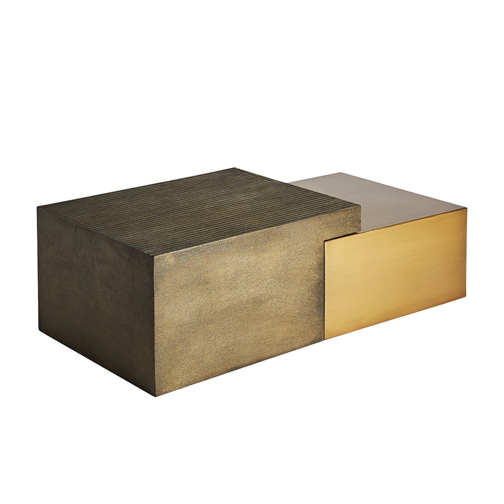 CONTACTO COFFEE TABLE SET 2ΤΕΜ BRASS ANTIQUE ΧΡΥΣΟ ANTIQUE 122x61x38