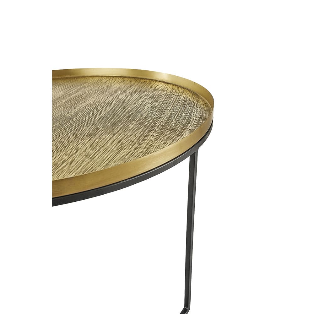 TOTALE COFFEE TABLE SET 2ΤΕΜ BRASS ANTIQUE ΜΑΥΡΟ 76x76x43.5
