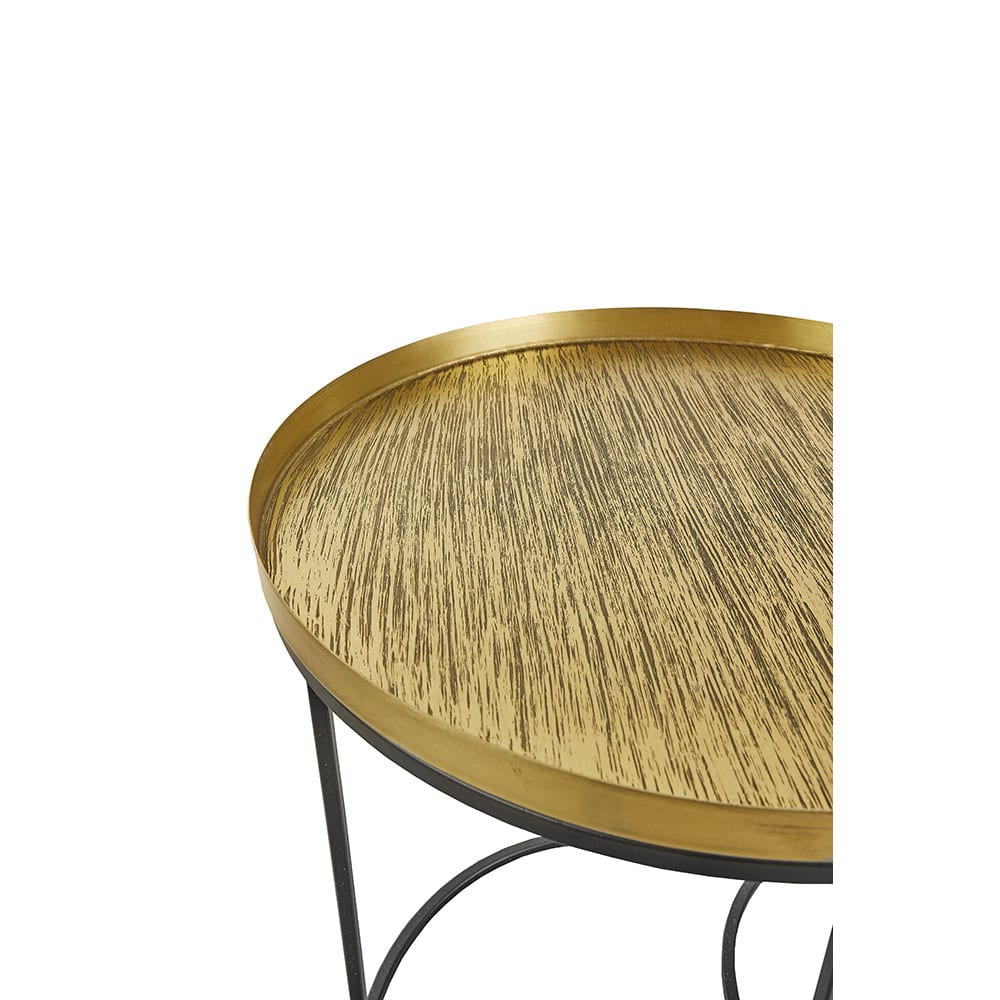 TOTALE SIDE TABLE SET 2ΤΕΜ BRASS ANTIQUE ΜΑΥΡΟ 49x49x56