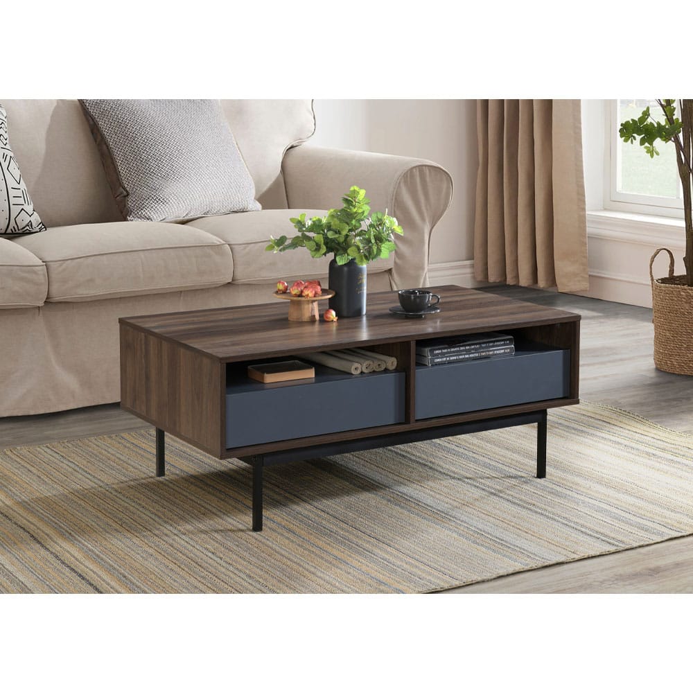 GROOVES COFFEE TABLE 2ΣΥΡΤΑΡΙΑ ΚΑΡΥΔΙ ΓΚΡΙ 110x60x45