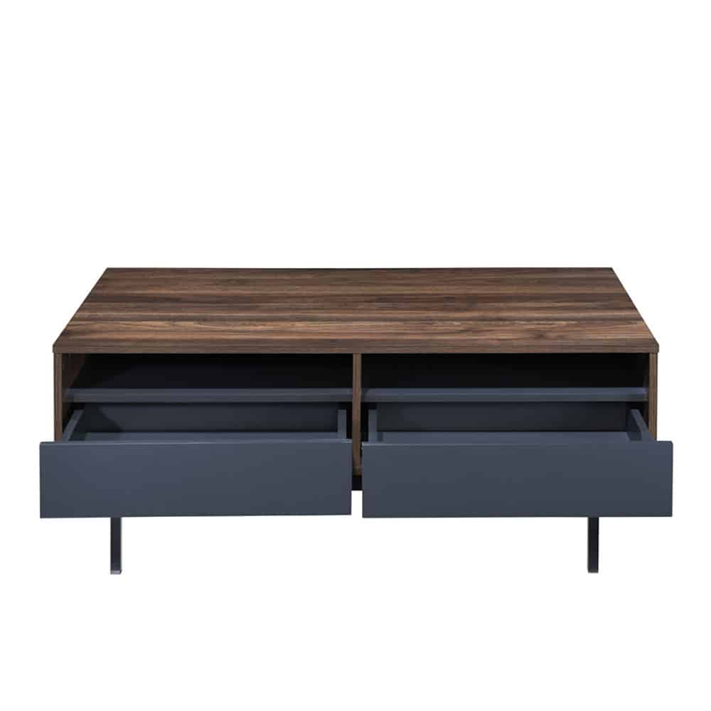 GROOVES COFFEE TABLE 2ΣΥΡΤΑΡΙΑ ΚΑΡΥΔΙ ΓΚΡΙ 110x60x45