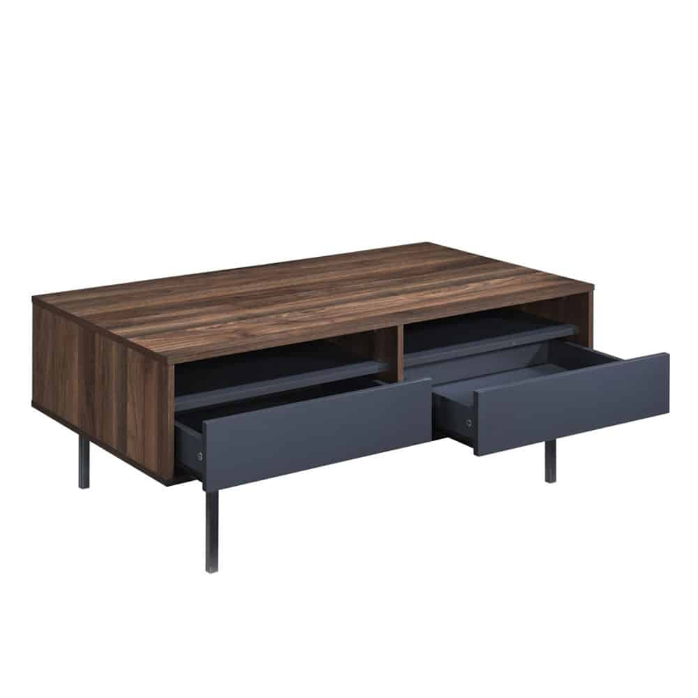 GROOVES COFFEE TABLE 2ΣΥΡΤΑΡΙΑ ΚΑΡΥΔΙ ΓΚΡΙ 110x60x45