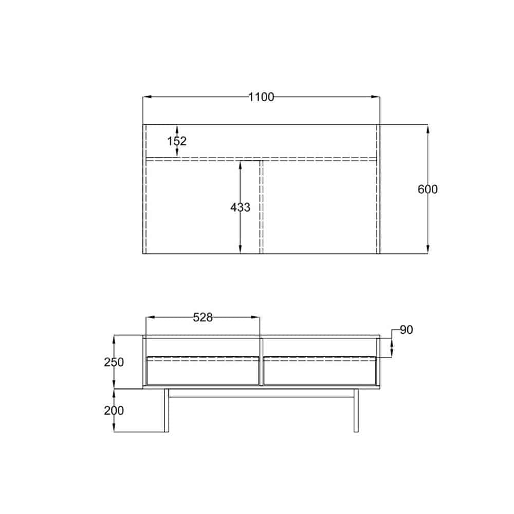 GROOVES COFFEE TABLE 2ΣΥΡΤΑΡΙΑ ΚΑΡΥΔΙ ΓΚΡΙ 110x60x45