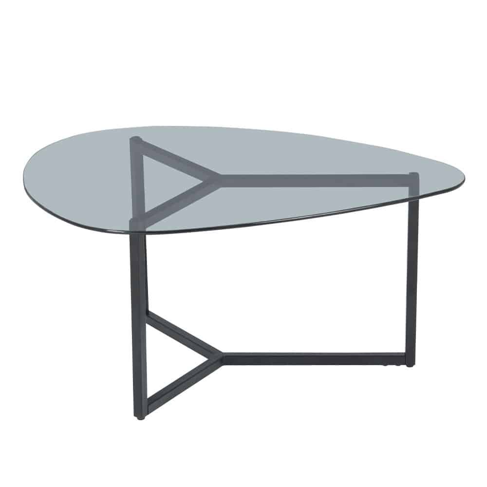 ROCKS COFFEE TABLE SET 2ΤΕΜ ΔΙΑΦΑΝΟ FUME ΜΑΥΡΟ 82x59x40